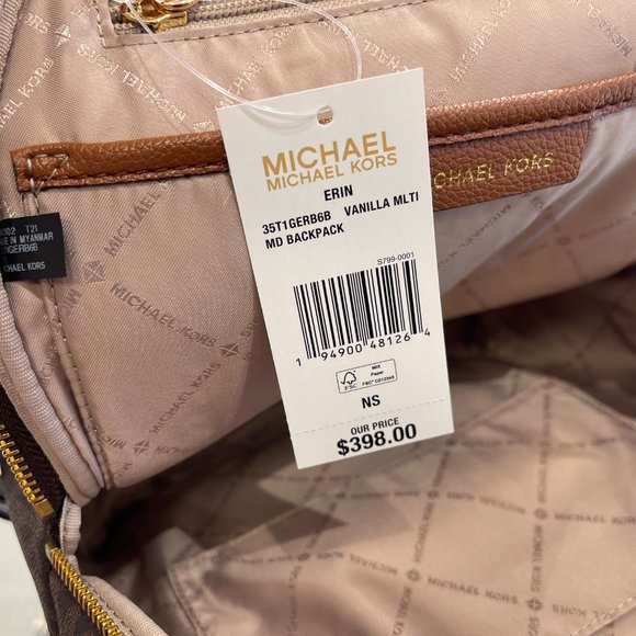 Michael Kors Erin M Backpack Brown Multi - Picture 8 of 11